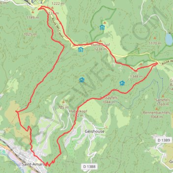Itinéraire Saint-Amarin, le Markstein, distance, dénivelé, altitude, carte, profil, trace GPS