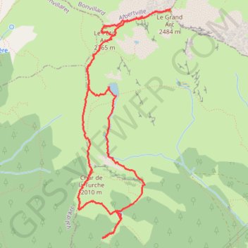 Itinéraire Grand Arc (Lauzière), distance, dénivelé, altitude, carte, profil, trace GPS