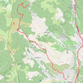 Itinéraire Lodève - Labeil, distance, dénivelé, altitude, carte, profil, trace GPS