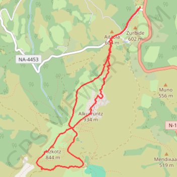 Itinéraire Alkurruntz en circuit depuis le col d'Otxondo (RKT), distance, dénivelé, altitude, carte, profil, trace GPS