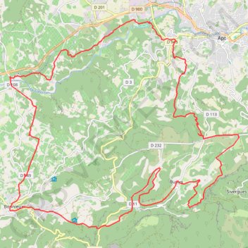 Itinéraire Apt - Bonnieux - Buoux, distance, dénivelé, altitude, carte, profil, trace GPS