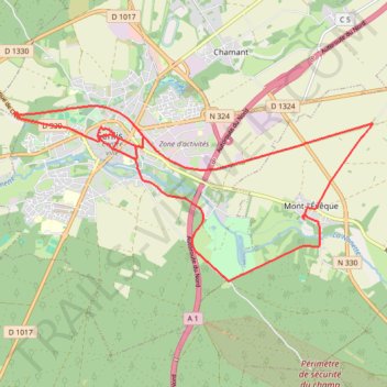 Itinéraire Boucle dans et autour de Senlis, distance, dénivelé, altitude, carte, profil, trace GPS
