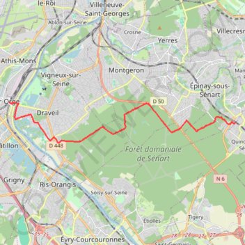 Itinéraire En forêt de Sénart, distance, dénivelé, altitude, carte, profil, trace GPS