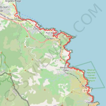 Itinéraire [Itinéraire] Argelès - Cerbère (Sentier Littoral), distance, dénivelé, altitude, carte, profil, trace GPS