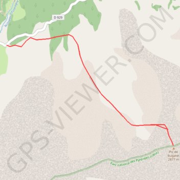 Itinéraire randonnee_pic_de_bugatet, distance, dénivelé, altitude, carte, profil, trace GPS