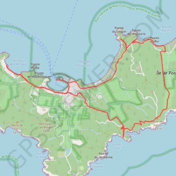 Itinéraire Porquerolles, distance, dénivelé, altitude, carte, profil, trace GPS