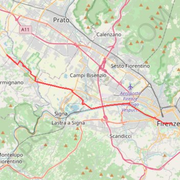 Itinéraire De Florence à Catena, distance, dénivelé, altitude, carte, profil, trace GPS