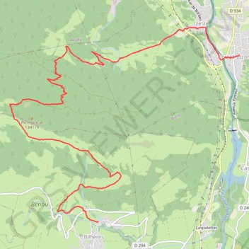 Itinéraire 45 Bilheres Louvie trace.gpx, distance, dénivelé, altitude, carte, profil, trace GPS