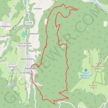 Itinéraire Saint Hugues de Chartreuse (forêt de l'Océpé), distance, dénivelé, altitude, carte, profil, trace GPS