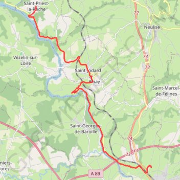 Itinéraire Itinéraire de 430 Chez Thimonier, 42510 Balbigny, France à 40 Rue de l'Église, 42590 Saint-Priest-la-Roche, France, distance, dénivelé, altitude, carte, profil, trace GPS