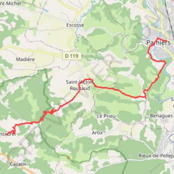 Itinéraire Pamiers - Montégut Plantaurel (Grande Traversée), distance, dénivelé, altitude, carte, profil, trace GPS