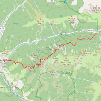 Itinéraire Rando la palu - Vallon de la Madone, distance, dénivelé, altitude, carte, profil, trace GPS