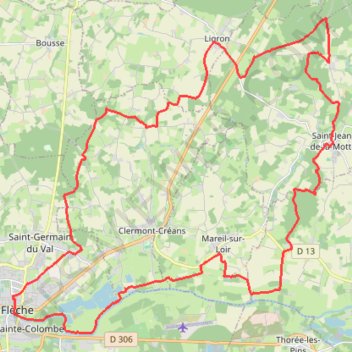 Itinéraire La Fleche - Nord Est, distance, dénivelé, altitude, carte, profil, trace GPS