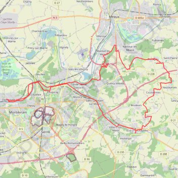 Itinéraire Dampmart - Nanteuil-lès-Meaux - Boutigny - Bouleurs - Crécy-la-Chapelle, distance, dénivelé, altitude, carte, profil, trace GPS