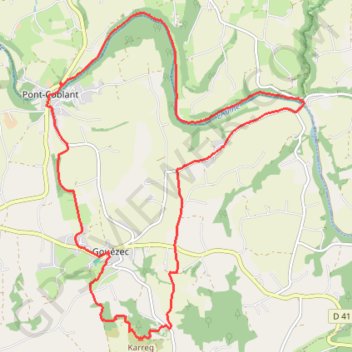 Itinéraire Carreck an Tan - Gouézec, distance, dénivelé, altitude, carte, profil, trace GPS