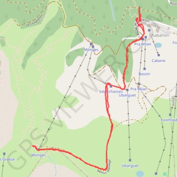 Itinéraire Randonnée de Station de Chabanon au sommet du télésiege, distance, dénivelé, altitude, carte, profil, trace GPS