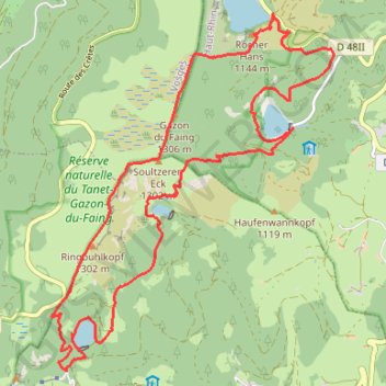 Itinéraire Lac Blanc - Lac Vert - Lac des truites - Lac Noir, distance, dénivelé, altitude, carte, profil, trace GPS
