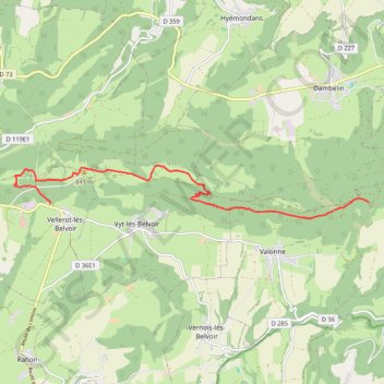 Itinéraire GRP tour du pays de Montbéliard 5, distance, dénivelé, altitude, carte, profil, trace GPS