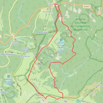 Itinéraire Le cirque glaciaire du Frankenthal - Sentier des Roches, distance, dénivelé, altitude, carte, profil, trace GPS