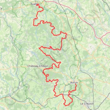 Itinéraire Grande Traversée du Morvan, distance, dénivelé, altitude, carte, profil, trace GPS