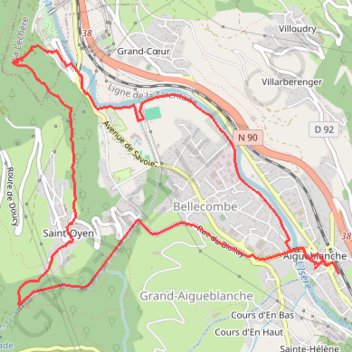 Itinéraire AigueblancheBergesDoucyMorel, distance, dénivelé, altitude, carte, profil, trace GPS