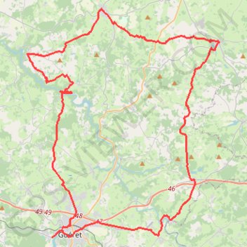 Itinéraire Circuit 4-GuA-ret-Chatelus-Bonnat-Garmin, distance, dénivelé, altitude, carte, profil, trace GPS