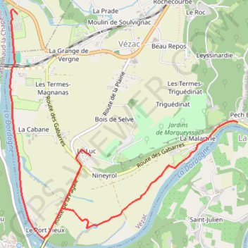Itinéraire Beynac et Cazenac à La Roque-Gageac, distance, dénivelé, altitude, carte, profil, trace GPS
