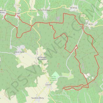 Itinéraire Ludes - Tour Brisset - Verzy, distance, dénivelé, altitude, carte, profil, trace GPS