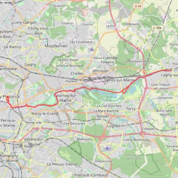 Itinéraire Neuilly-Lagny, distance, dénivelé, altitude, carte, profil, trace GPS