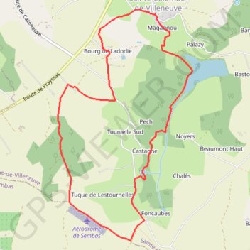 Itinéraire 2010SteColombedeVilleneuveLadodie, distance, dénivelé, altitude, carte, profil, trace GPS