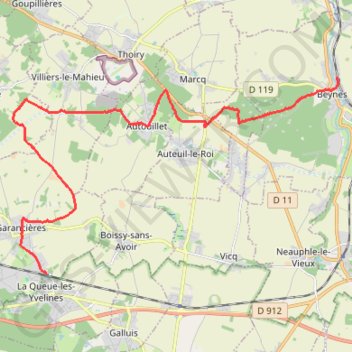 Itinéraire Autouillet, distance, dénivelé, altitude, carte, profil, trace GPS