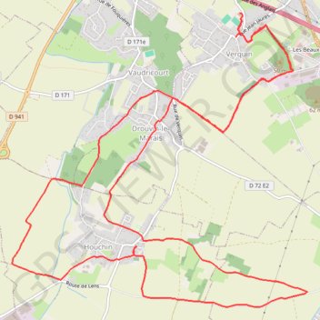 Itinéraire Verquin, distance, dénivelé, altitude, carte, profil, trace GPS