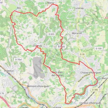 Itinéraire Marcy Lozanne Marcy Inverse 24Km, distance, dénivelé, altitude, carte, profil, trace GPS
