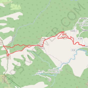 Itinéraire Olmelli, distance, dénivelé, altitude, carte, profil, trace GPS