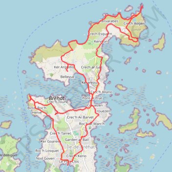 Itinéraire Bréhat : le tour de l'île, distance, dénivelé, altitude, carte, profil, trace GPS