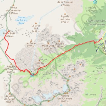 Itinéraire Le Buet - Vallorcine, distance, dénivelé, altitude, carte, profil, trace GPS