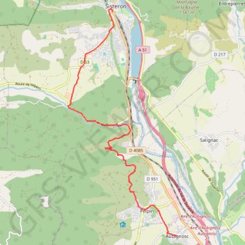 Itinéraire Sisteron - Aubignosc, distance, dénivelé, altitude, carte, profil, trace GPS