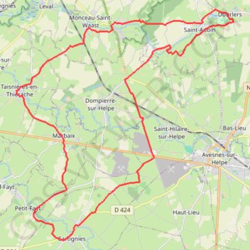 Itinéraire Moulins et Kiosque des deux Helpes - Dourlers, distance, dénivelé, altitude, carte, profil, trace GPS