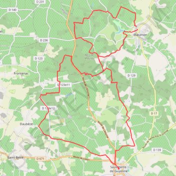Itinéraire De Blasimon à Sauveterre-de-Guyenne, distance, dénivelé, altitude, carte, profil, trace GPS