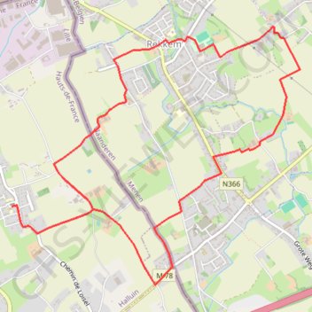 Itinéraire Boucle de la fraude du tabac - Halluin, distance, dénivelé, altitude, carte, profil, trace GPS