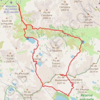 Itinéraire Pic de Madamète en boucle par les lacs, distance, dénivelé, altitude, carte, profil, trace GPS