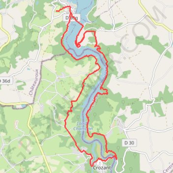 Itinéraire Demi tour du LAC d'EGUZON CHAMBON, distance, dénivelé, altitude, carte, profil, trace GPS