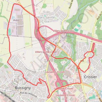Itinéraire Bussigny, Villars-Sainte-Croix, Crissier, Bussigny., distance, dénivelé, altitude, carte, profil, trace GPS