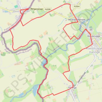Itinéraire Circuit Dode Yjzer via Oost-Cappel, distance, dénivelé, altitude, carte, profil, trace GPS