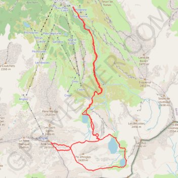 Itinéraire Arre Sourins et circuit des lacs depuis Gourette, distance, dénivelé, altitude, carte, profil, trace GPS