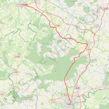 Itinéraire Voie 2ème DB : Alençon - Sées - Ecouché, distance, dénivelé, altitude, carte, profil, trace GPS