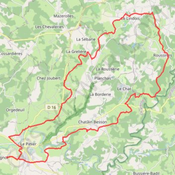 Itinéraire Montbron Rand'Aupy 2019 43kms, distance, dénivelé, altitude, carte, profil, trace GPS