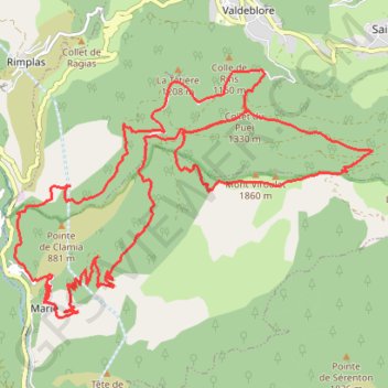 Itinéraire Mont Viroulet depuis Marie, distance, dénivelé, altitude, carte, profil, trace GPS