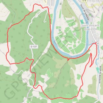 Itinéraire Saint-Vincent-Rive-d'Olt, distance, dénivelé, altitude, carte, profil, trace GPS