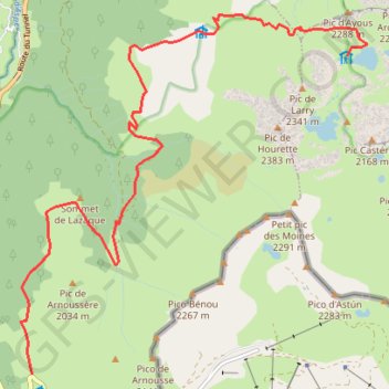 Itinéraire Peyrenère - Refuge d'Ayous, distance, dénivelé, altitude, carte, profil, trace GPS